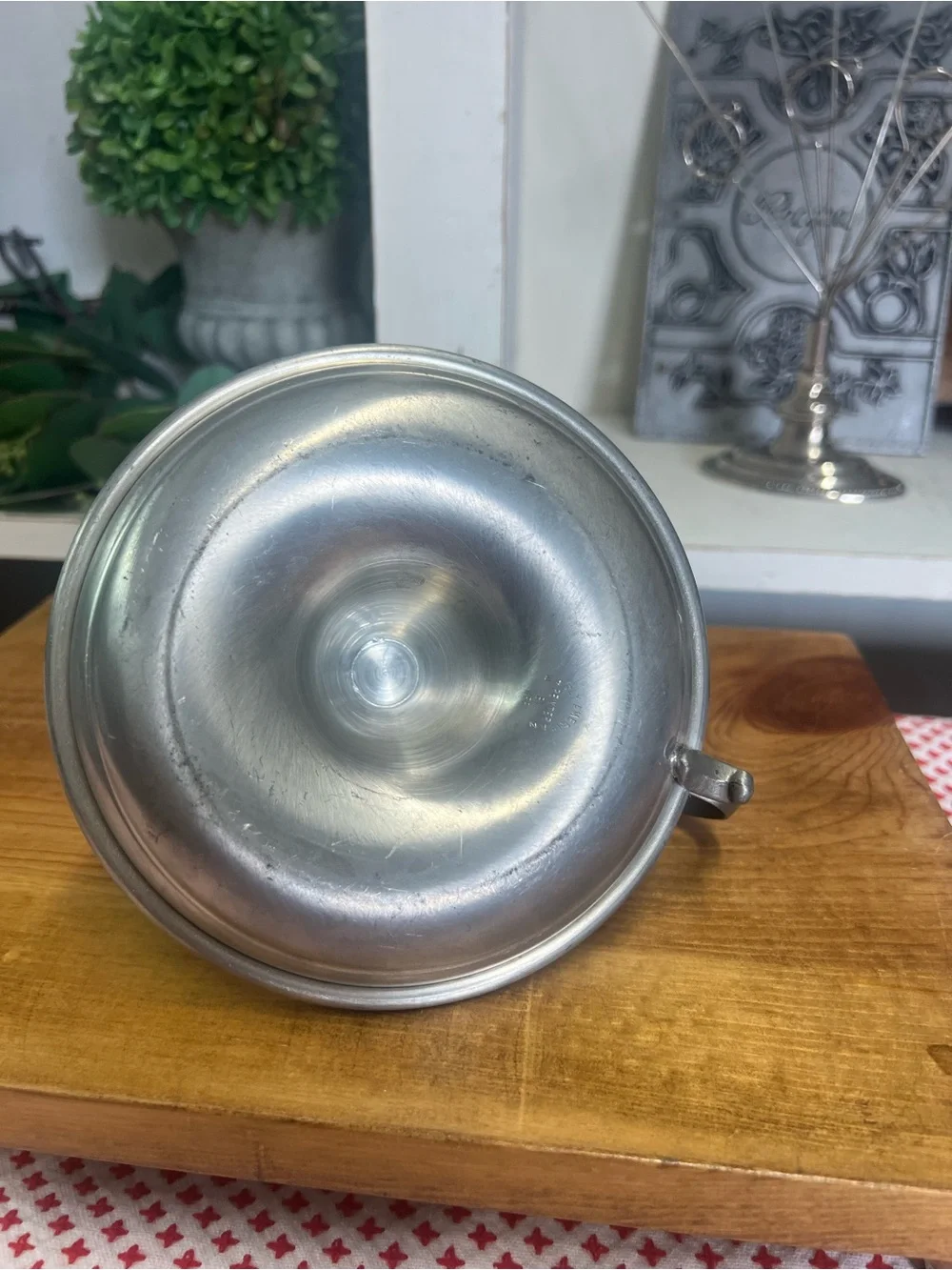 Vintage early American pewter by web chamberstick candle holder grandma core